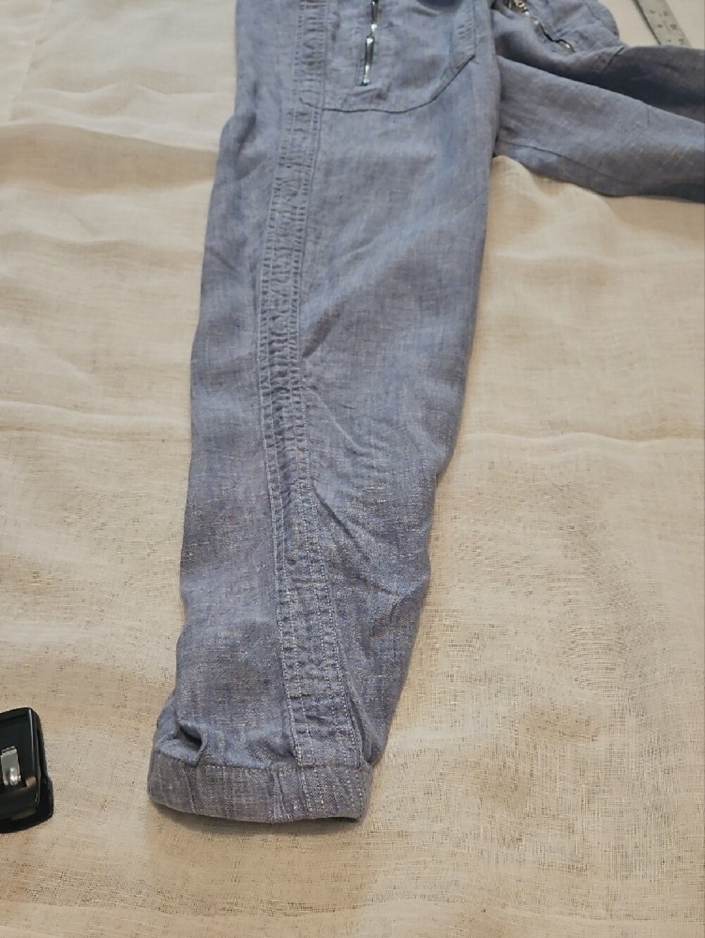 Athleta Women's Light Blue Drawstring 100% Linen Joggers Size 4 - Picture 9 of 13